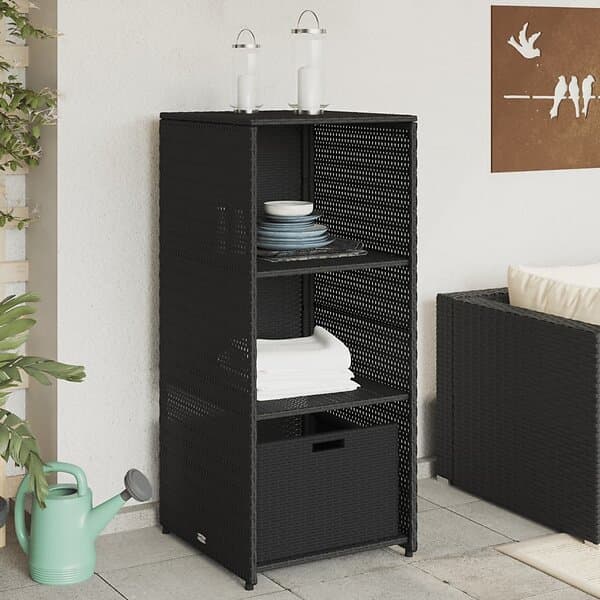 vidaXL Trädgårdsskåp svart 50x55x115 cm konstrotting 365547