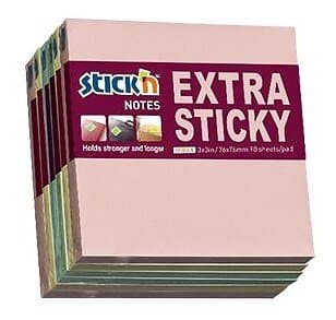 Adlibris Notisblock Extra Sticky Pastell 76x76 90 blad 6-pack