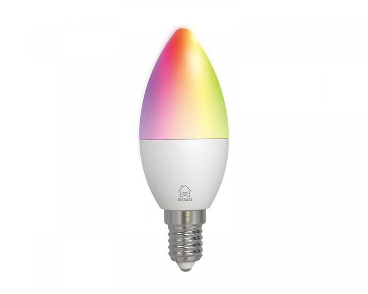 Deltaco Smart Home RGB LED Lampa E14 C37 WiFi 4,9W, RGB