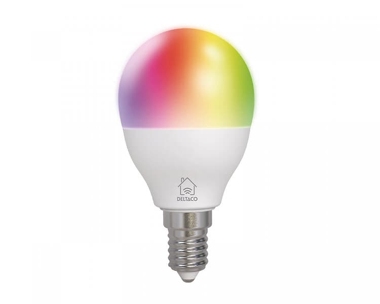 Deltaco Smart Home RGB LED Lampa E14, G45 WiFi 4,9W