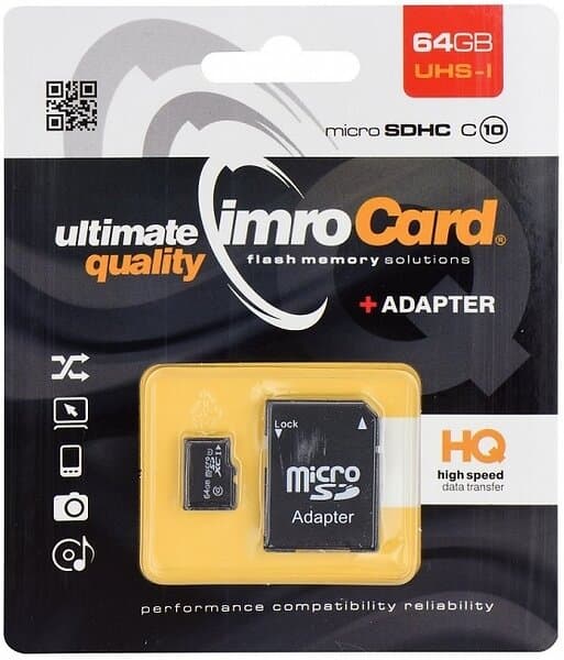 Imro MicroSDHC UHS-I Klass 10 MB/s U1 64GB