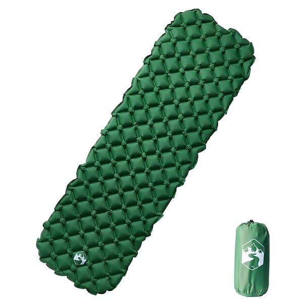 vidaXL Uppblåsbar campingmadrass 1 person grön 190x58x6 cm 4007116