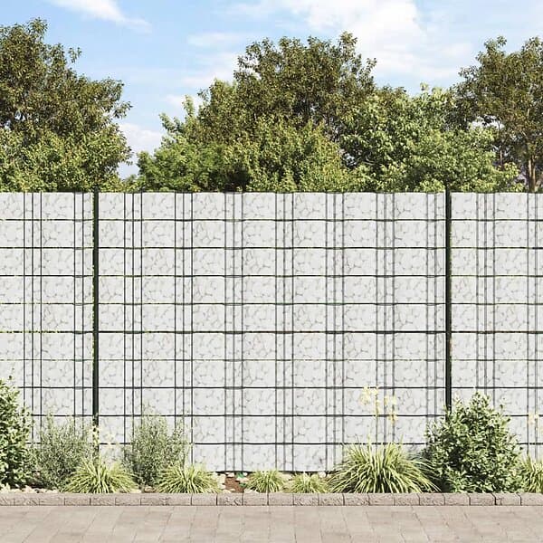 vidaXL Insynsskydd för trädgården 4 st marmorgrus grå 35x0,19 m PVC 3294938