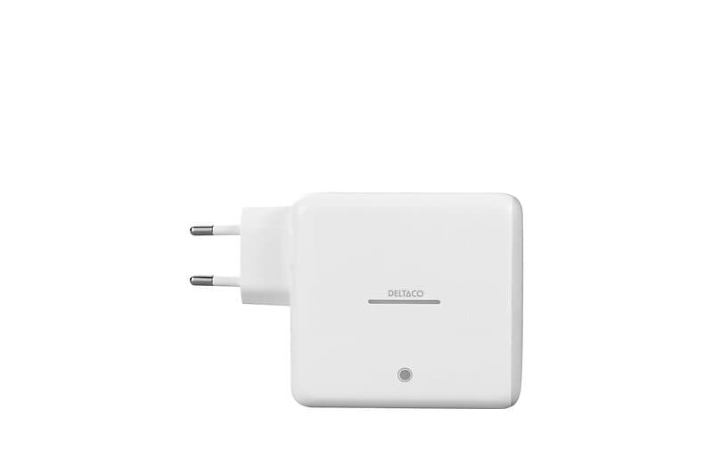 Deltaco USB-C wall charger, built-in power bank, 9600mAh, 2x PB-Q1004