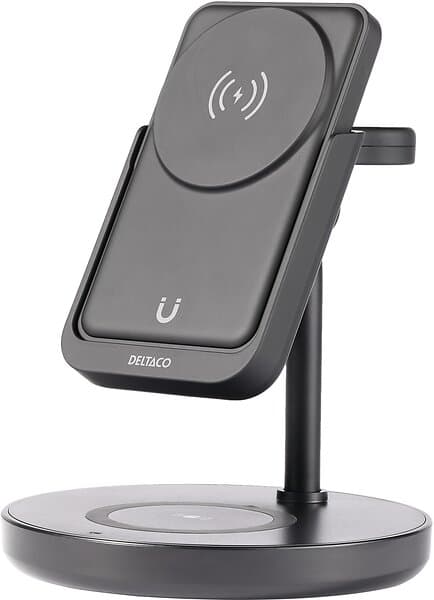 Deltaco 3-in-1 QI Wireless Charger QI-1045