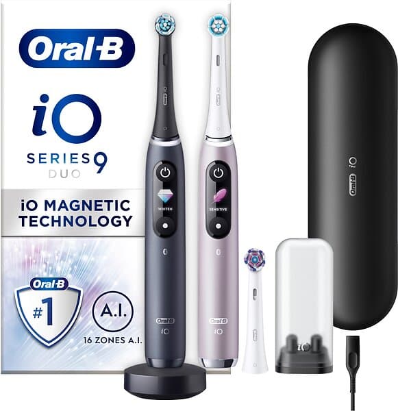 Oral-B iO9 Duo, Laddande Resefodral, 1 extra tandborsthuvud