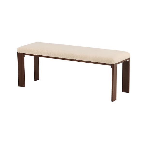 Venture Home Sittbänk Chester Bench Dark walnut wood look Offwhite Fleece 19999-014