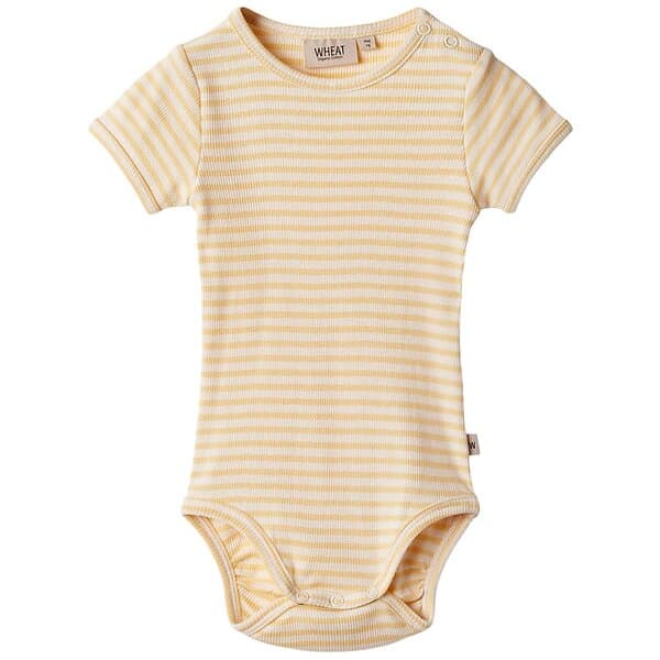 Wheat Elisa Randig Baby Body Pale Apricot Rosa cm