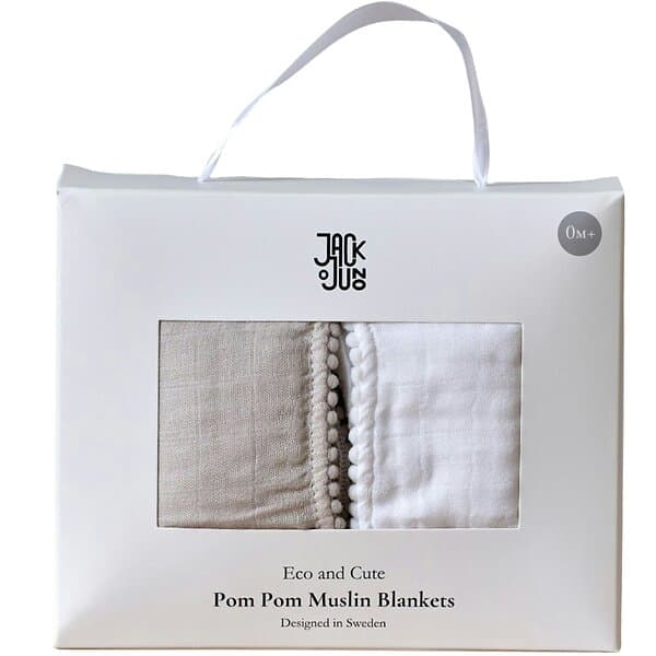 Jack o Juno Pom Pom Muslinfilt 120x120 Cm 2-pack 