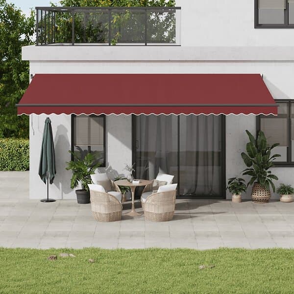 vidaXL Markis manuellt infällbar vinröd 600x350 cm 3215010
