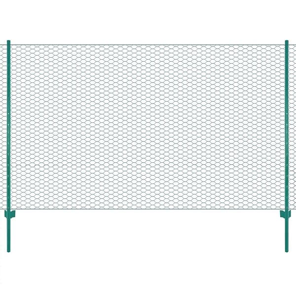 vidaXL Stängsel med stolpar stål 25x2 m grön 144617