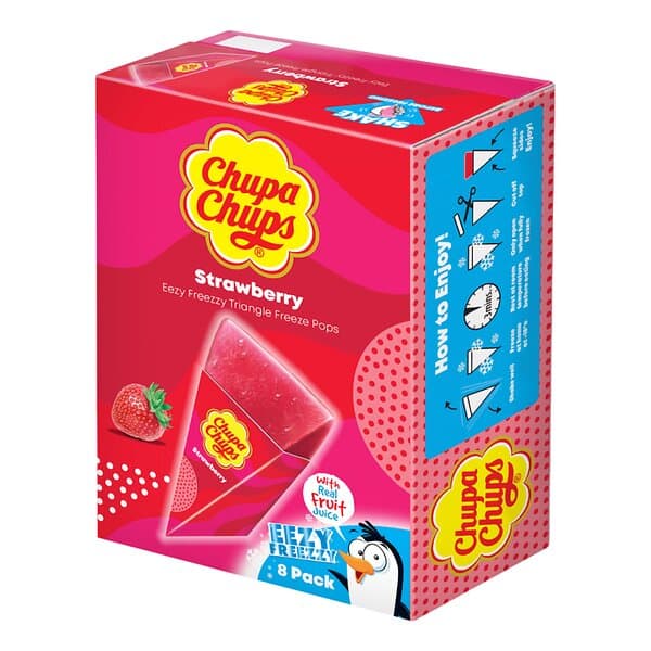 Chupa Chups Easy Freeze Triangles Strawberry 8-pack