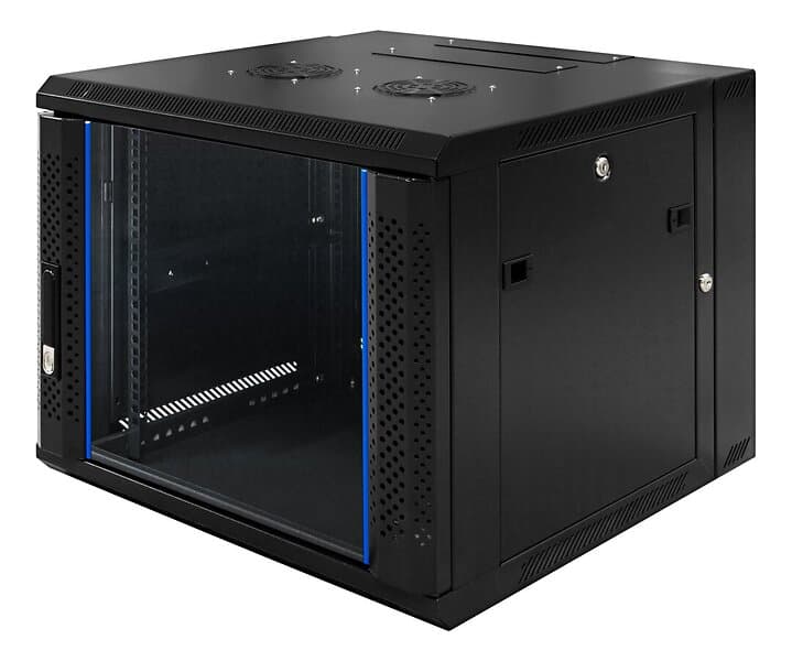 Toten System Z 19" Wall Mounted Cabinet 9U 600x600 Glass front door Up to 60kg load Black
