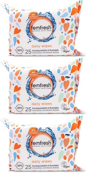 DeoDoc Femfresh Intimate Wipes & 25 Biodegradable Feminine Hygiene 3X 6X 25S