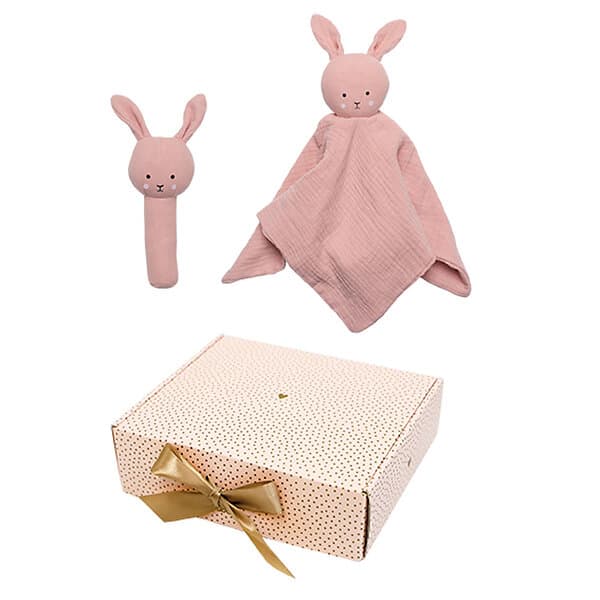 Jabadabado Babypresent Bunny Skallra och Snuttefilt Rosa