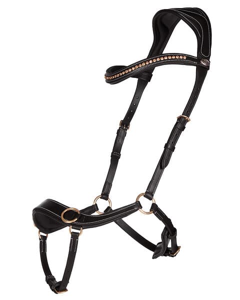 QHP Bettlöst Anatomiskt Träns Sidepull Svart Shetland