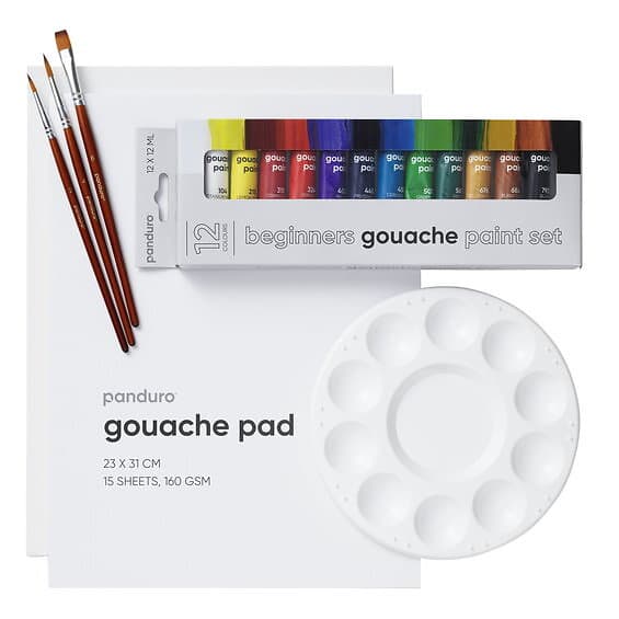 Panduro Hobby Beginners Gouache Kit, allt för nybörjaren som vill börja måla med gouachefärg