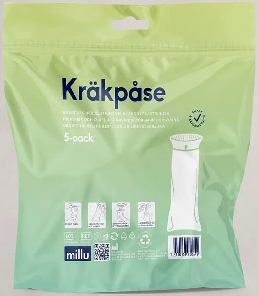 Millu Kräkpåse 100% återvunnen plast 5-pack