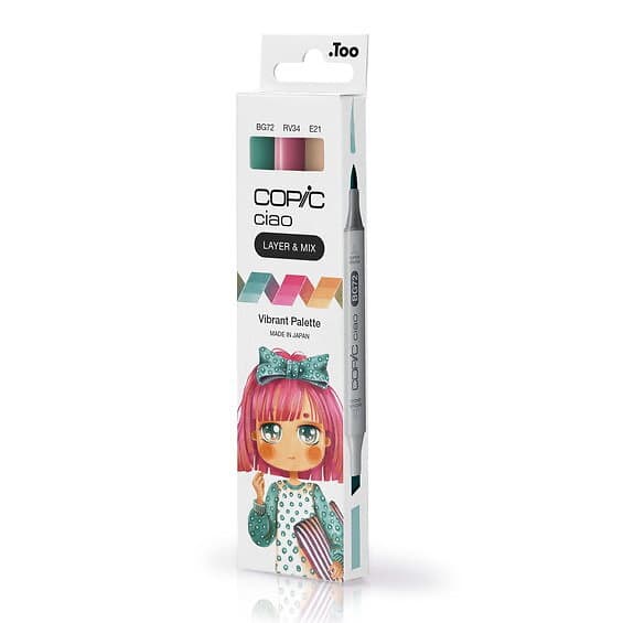 Copic Ciao markers med dubbelspets, 3-pack – Vibrant palette
