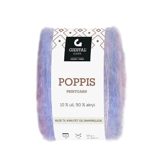 House of Yarn Gjestal Garn Poppis printgarn 50g lila/blå – graderat garn