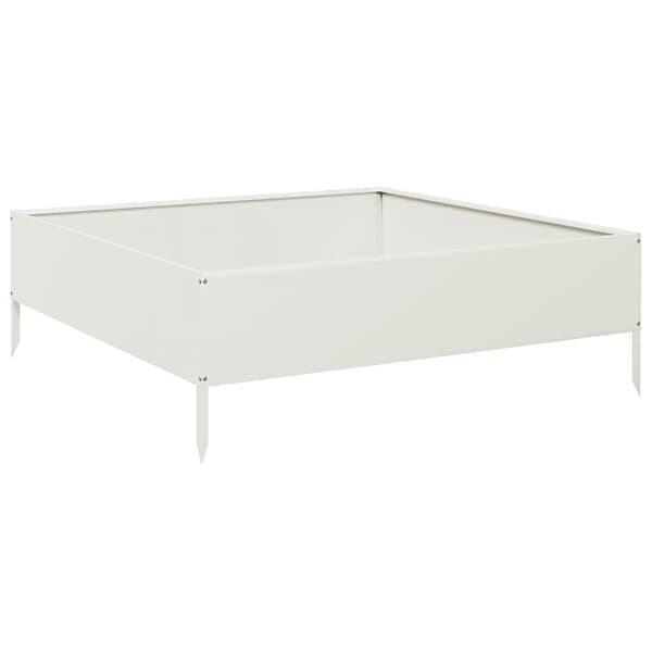 vidaXL Rabattkant upphöjd vit 100x100x33,5 cm stål