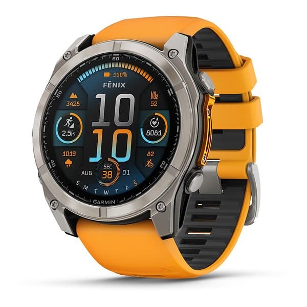 Garmin Fēnix 8 Sapphire Amoled Titanium 51mm Spark Orange Strap