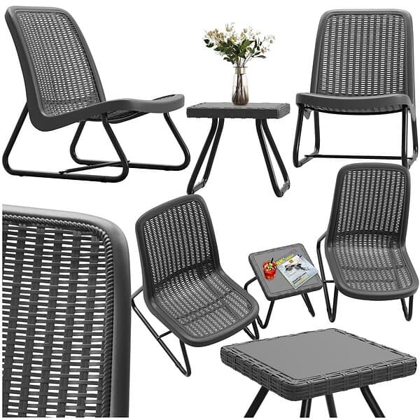 TecTake Sittgrupp Modica i rottinglook för 2 personer, ergonomisk grå