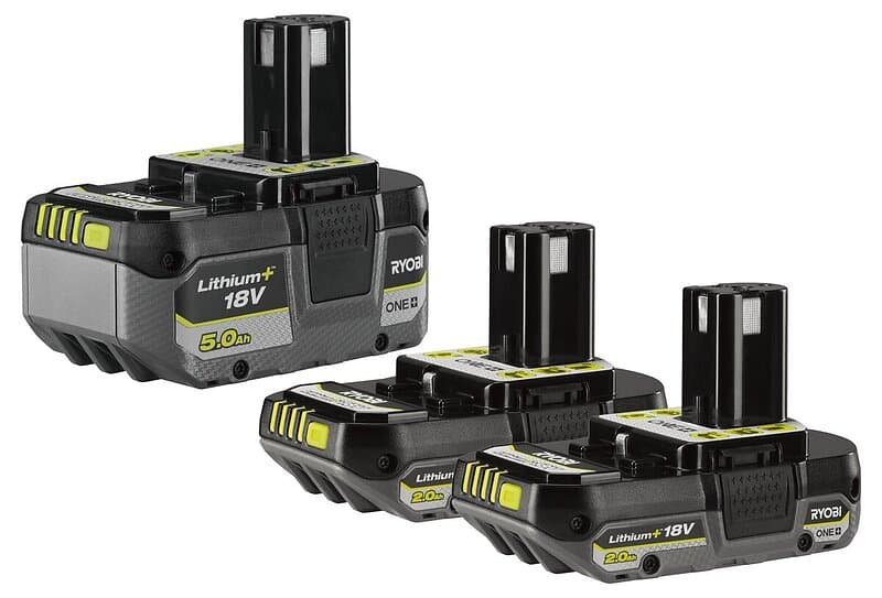 Ryobi One Plus-batterier 2 x 2 Ah, 1 x 5 Ah RB183522