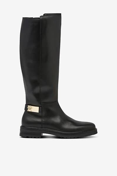 Tommy Hilfiger TH Logo Leather Long Boot (Dam)