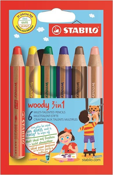 Stabilo Woody 3 In 1 Multifärg 6 Styck