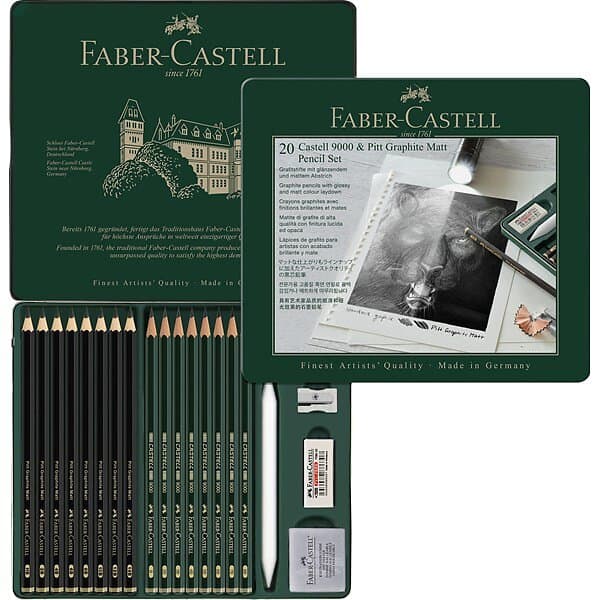 Faber-Castell Set med Pitt Graphite Matt Castell 9000 med tillbehör 20 delar