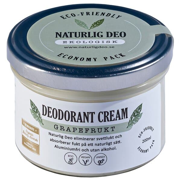 Naturlig Deo Ekologisk Deodorant Cream Grapefrukt 200ml