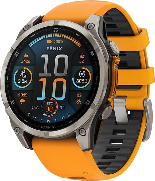 Garmin Fēnix 8 Sapphire Amoled Titanium 47mm Spark Orange Strap