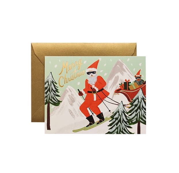 Rifle Paper Co. Skiing Santa Card