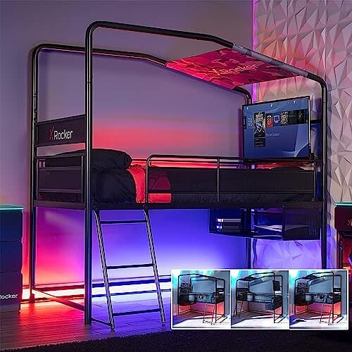 X-Rocker Contra Mid-Sleeper Gaming Bunk Bed With Reversible Profile Black And Camo