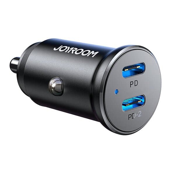 Joyroom Mini Metall Billaddare 30W 2x USB-C Svart