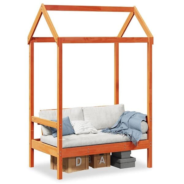 vidaXL Bänk med tak vaxbrun 117,5x70x176,5 cm massiv furu