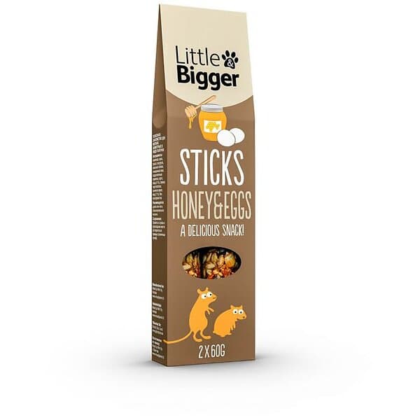 Little&Bigger Sticks Smådjur Honung & Ägg 2x60g