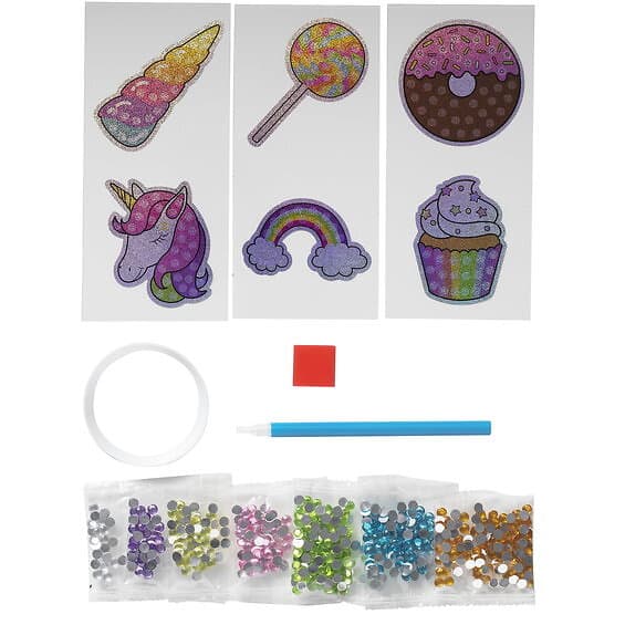 Panduro Hobby Bling Dot Stickers – 6 gnistrande klistermärken med enhörningar och sötsaker!