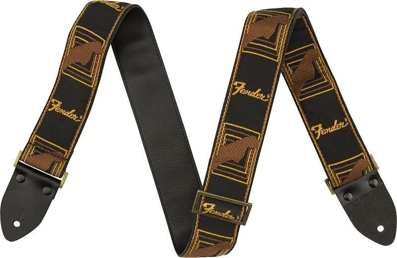 Fender Legacy Vintage Monogram Strap Black/Yellow & Brown 2"