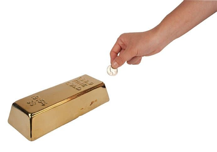 Kikkerland Ceramic Gold Bar Coin Bank (PB17)