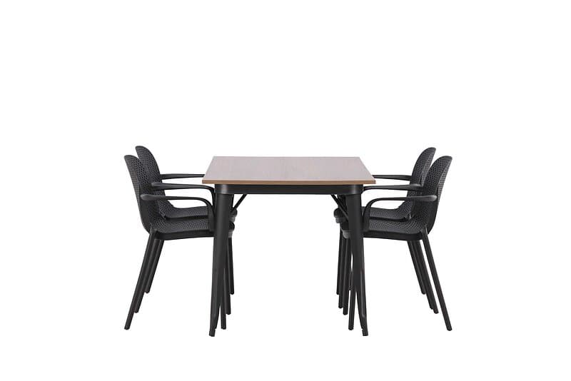 Venture Design Tempe & Baltimore matgrupp Svart/valnöt 4 stolar & bord 140 x 80 cm
