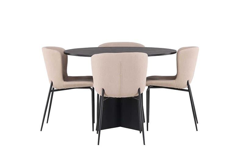 Venture Design Bootcut Oval & Modesto matgrupp Beige/svart 4 stolar & bord 110 cm