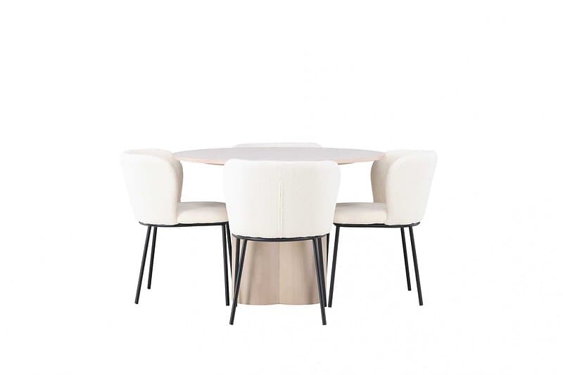 Venture Design Olivia & Edina matgrupp Vit/vitwash 4 stolar & bord 110 cm