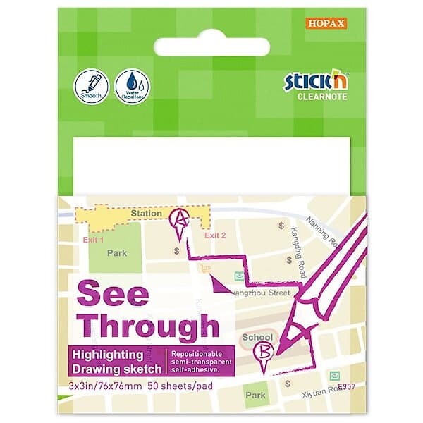 Adlibris Clearnote Transparenta Notislappar 76x76mm 50 Blad Stick'n