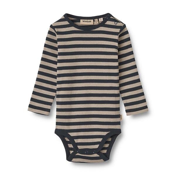 Wheat Långärmad Body Freddie Navy Stripe