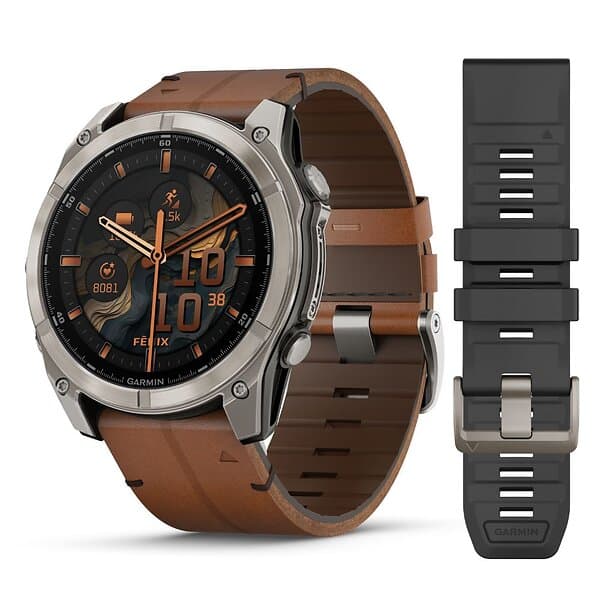 Garmin Fēnix 8 Sapphire Amoled Titanium 51mm Chestnut Strap