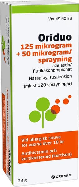 Oriduo nässpray 125 mikrogram 50 mikrogram/sprayning 120 sprayningar