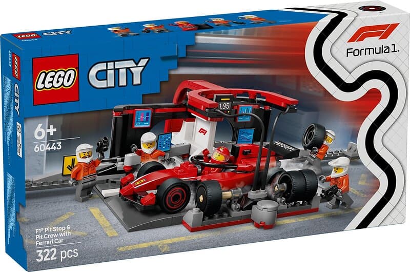 LEGO City 60443 F1® Pit Stop & Pit Crew with Ferrari Car