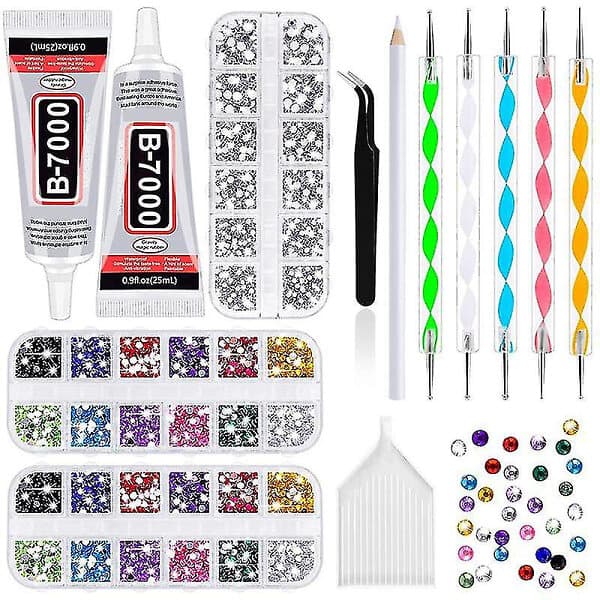 4000 Rhinestones 2st 25ml Lim för Rhinestones, 1 Vaxpenna för Konst